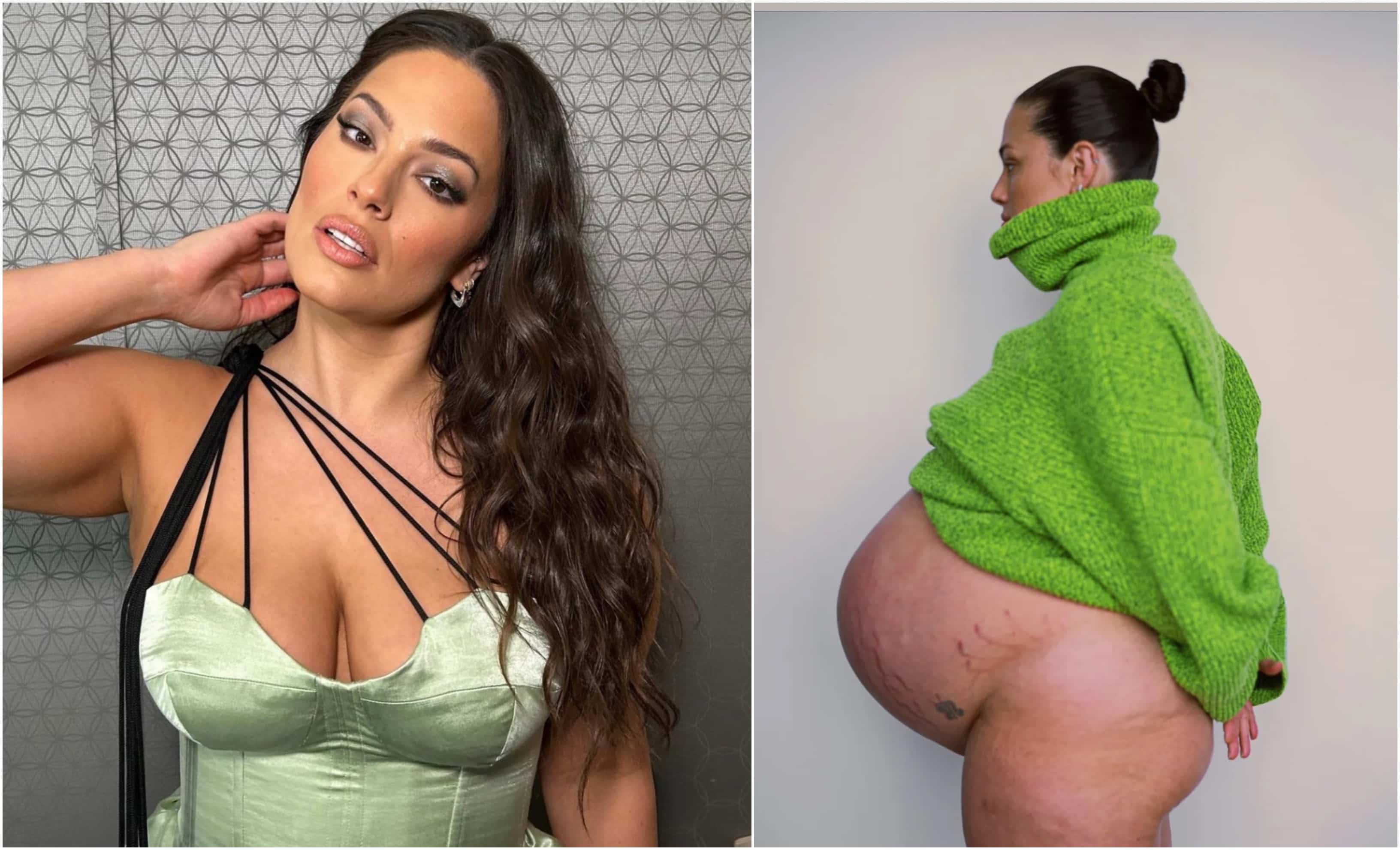 Ashley Graham pose en tenue d’Ève