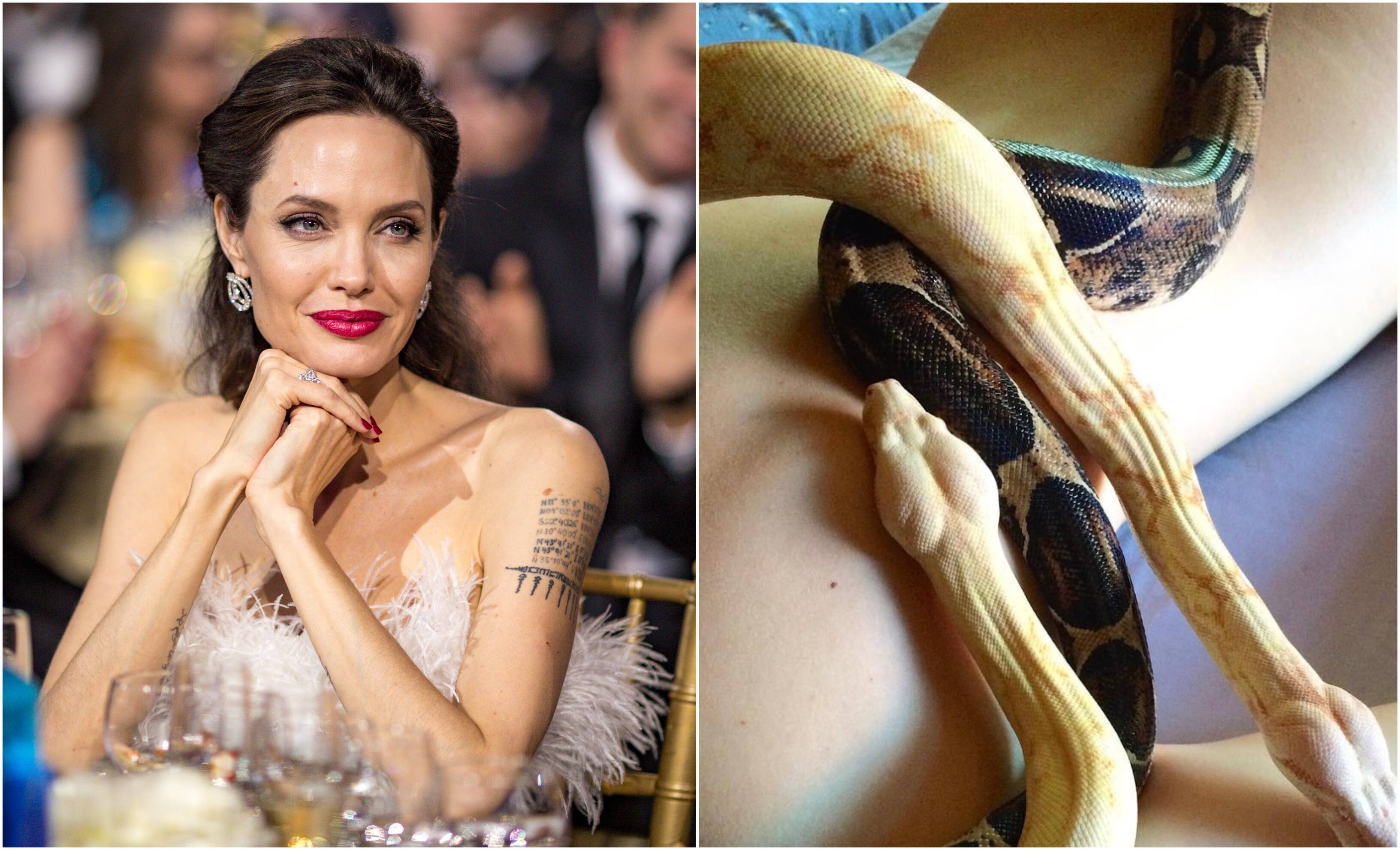 Angelina Jolie se fait masser avec des serpents