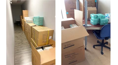 The corridor is cut in half at a coordinating office in Beauport, buried under office boxes in the eastern townships.