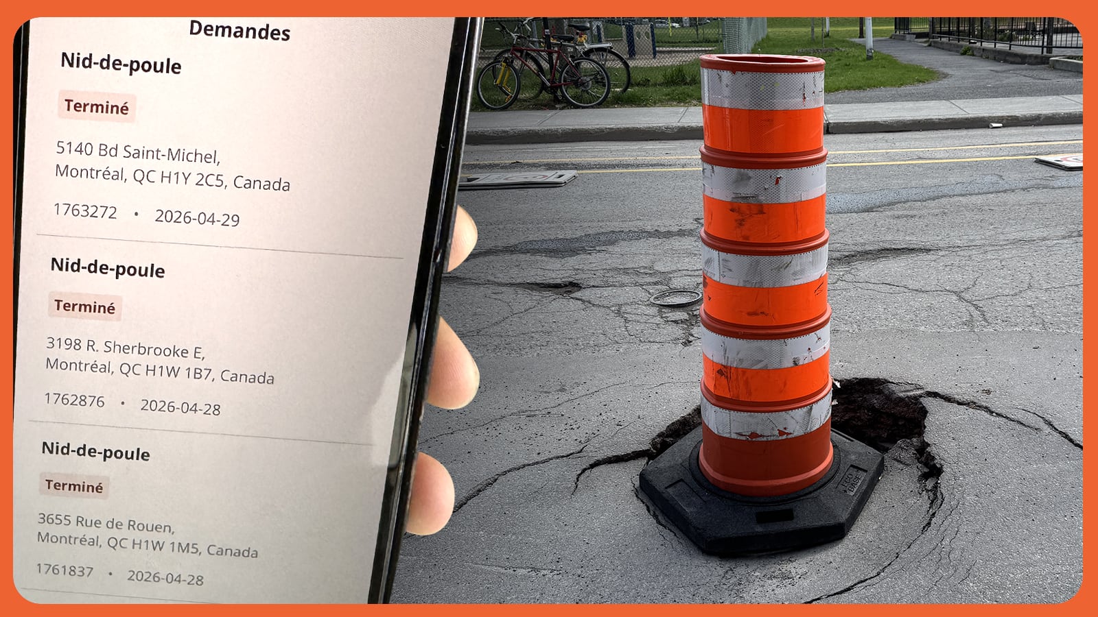 Application 311: des nids-de-poule marqués «terminé», mais pas colmatés