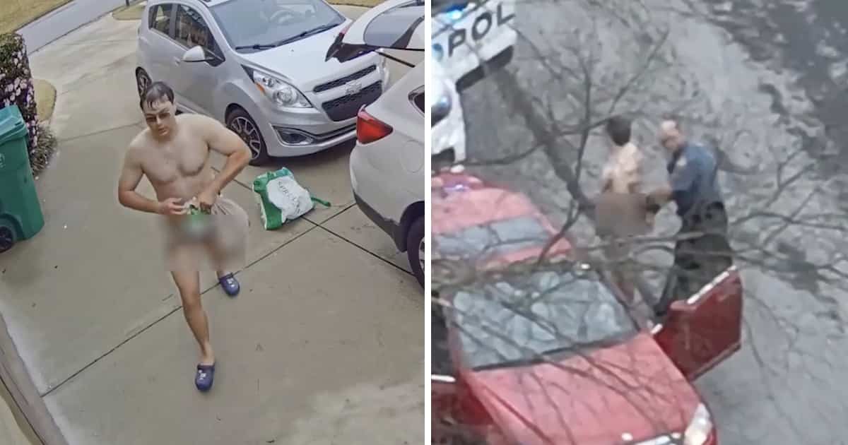 Uniquement vêtu d’une nappe, de verres fumés et de Crocs, un homme confus essaie de voler plusieurs véhicules