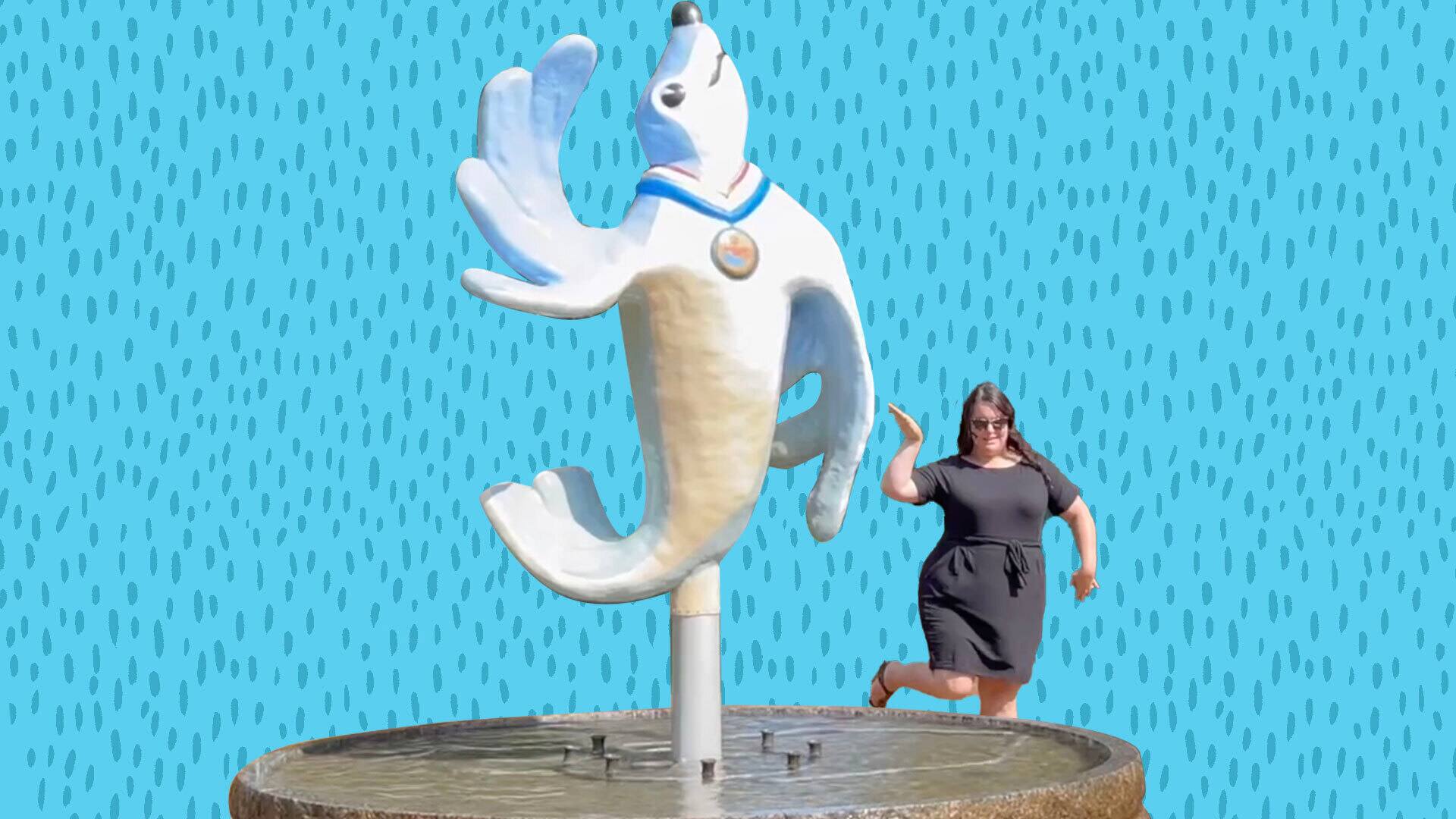 RivièreduLoup a encore sa grosse statue de la mascotte des Jeux du