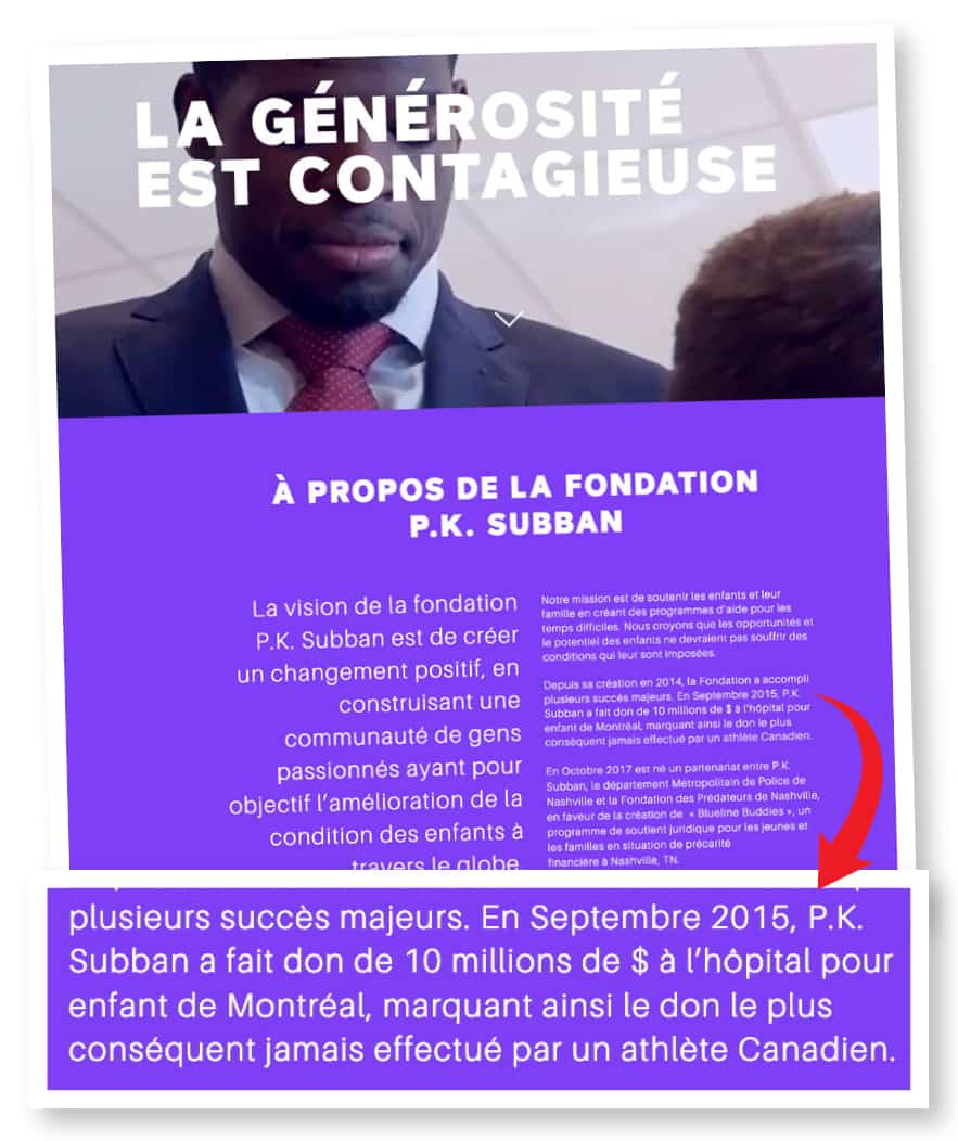 P.K. Subban n’a pas rempli sa promesse d’amasser 10 M$ pour les enfants ...