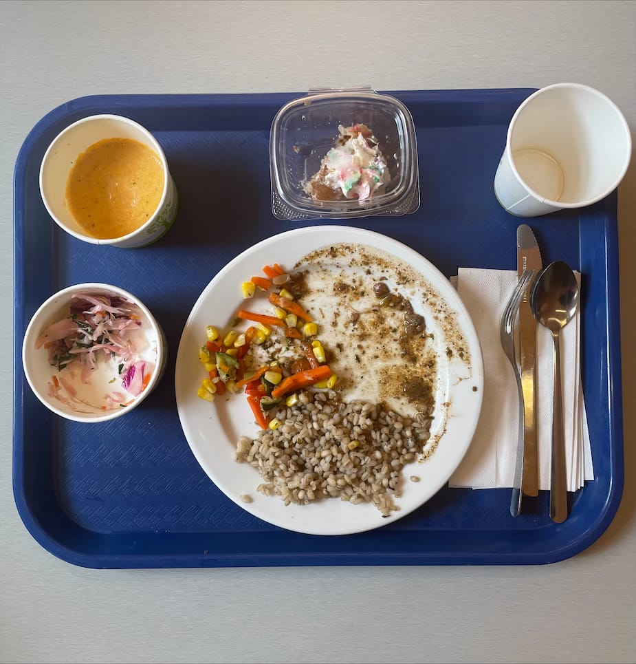 La bandeja de comida una vez terminada la degustación (y con el estómago lleno).