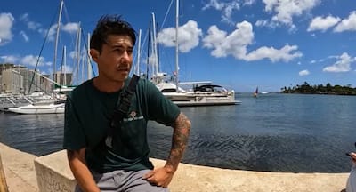 Kai Sato, a 39-year-old American rescued after spending more than a month adrift on his sailboat.