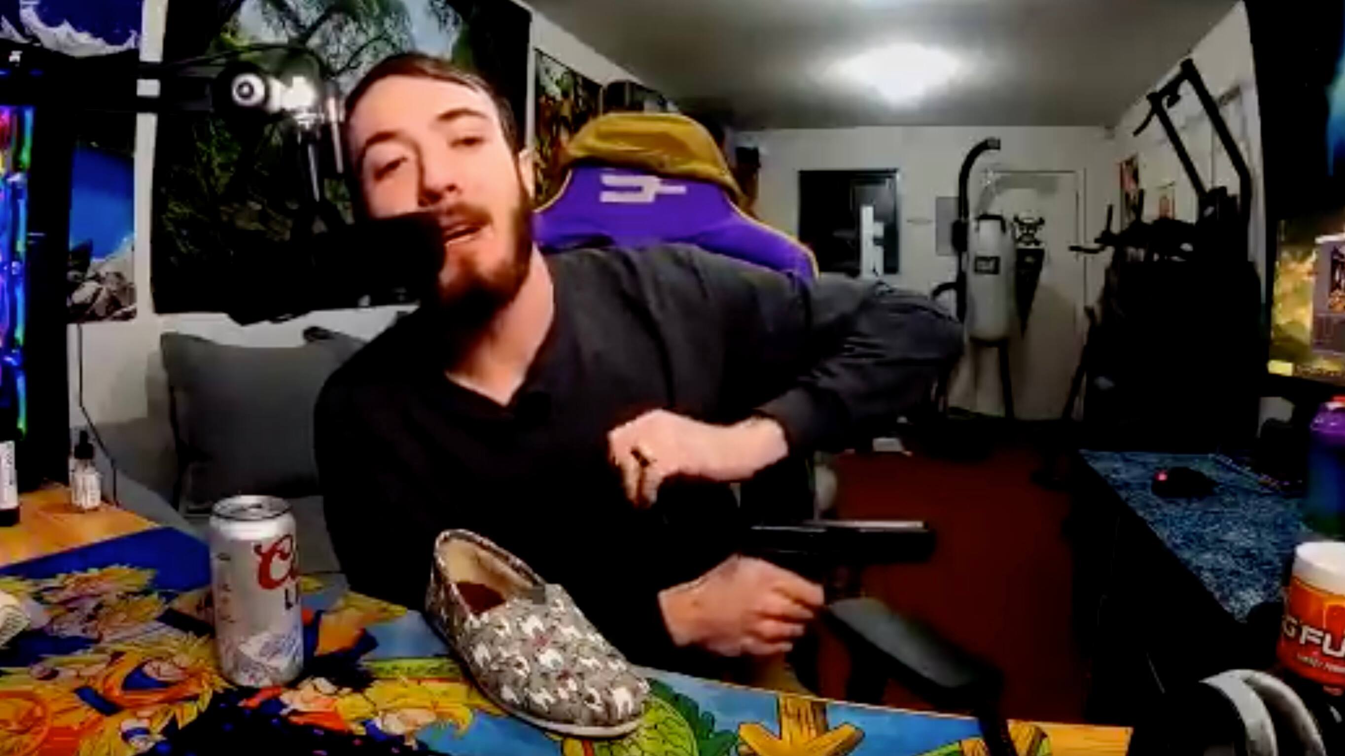 Drunk, "champion" shoots one of his live monitors and gets banned from