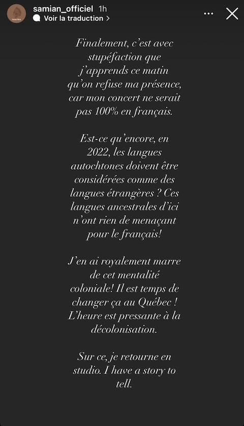 Performance annulée au FICG: «Je trouve cela royalement insultant!» - Samian