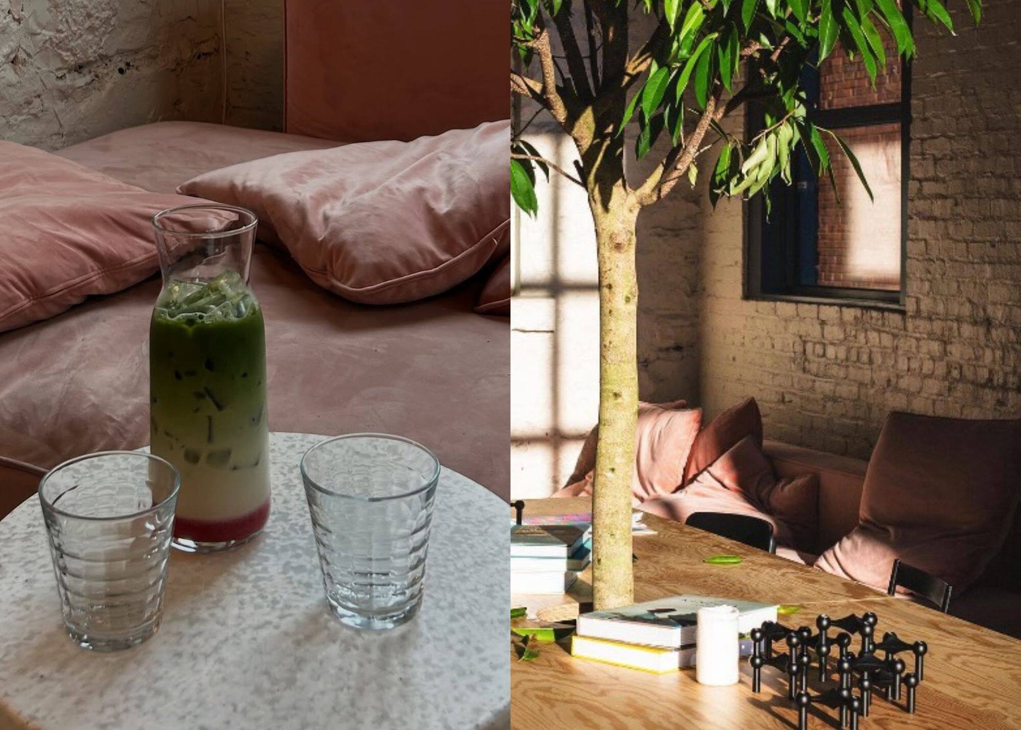 Un délicieux matcha à la fraise à partager