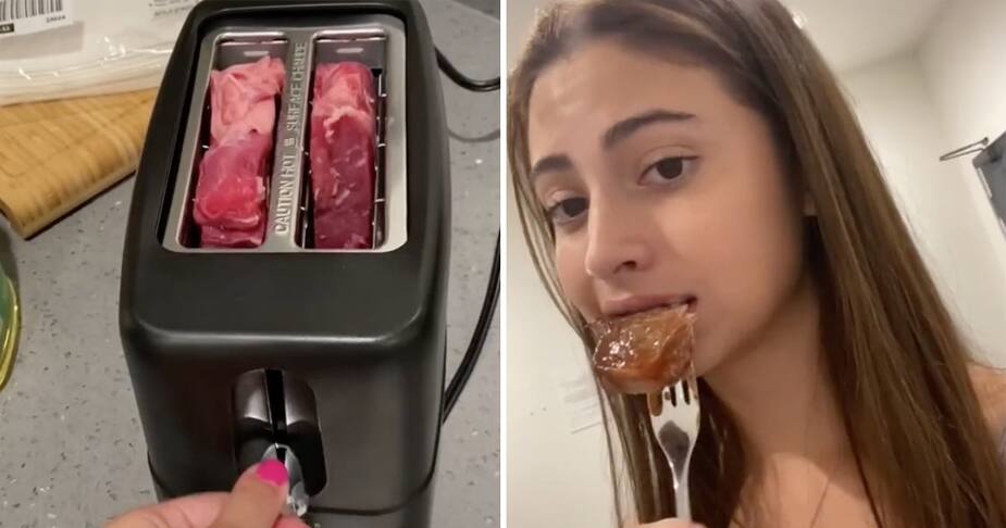 Image principale de l'article Elle fait cuire un steak dans un grille-pain