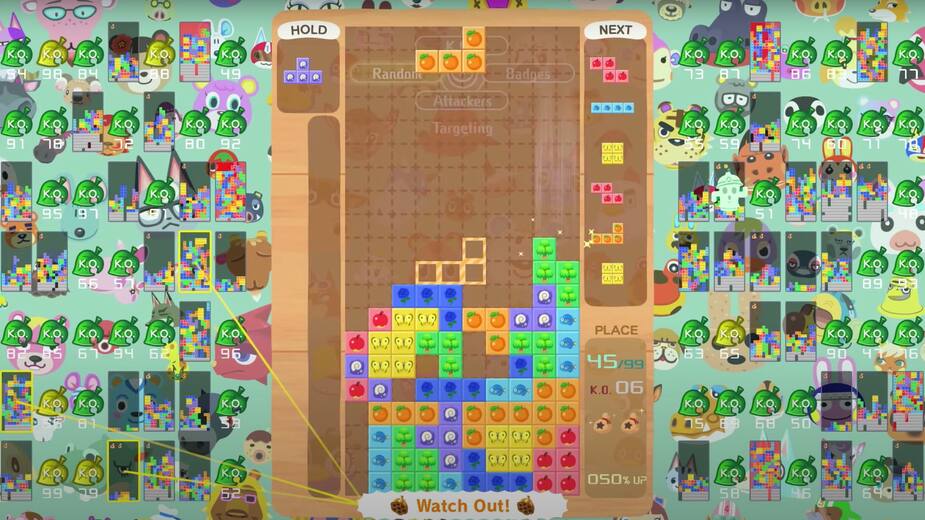 Le nouveau thème Animal Crossing pour Tetris 99