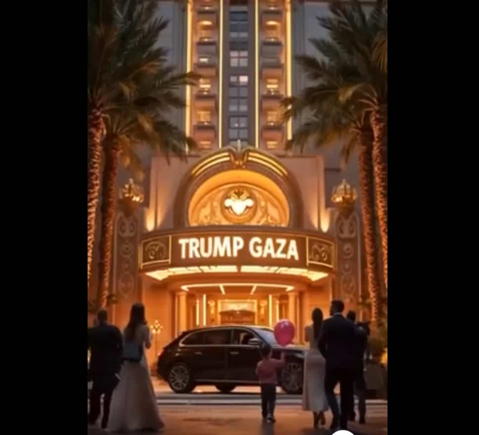 EN IMAGES | Gaza transform&eacute;e en station baln&eacute;aire: Trump promeut son plan dans une vid&eacute;o avec l'IA