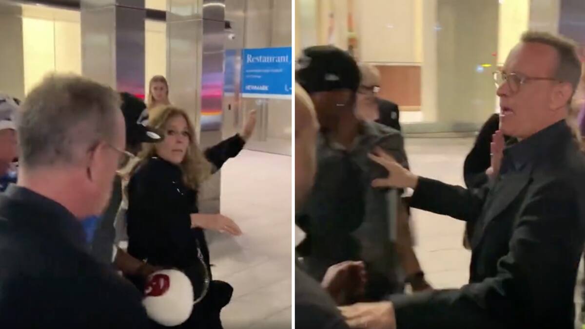 Tom Hanks s’interpose brusquement pour protéger son épouse bousculée par un admirateur insistant