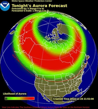 Es posible que veas la aurora boreal el jueves y viernes