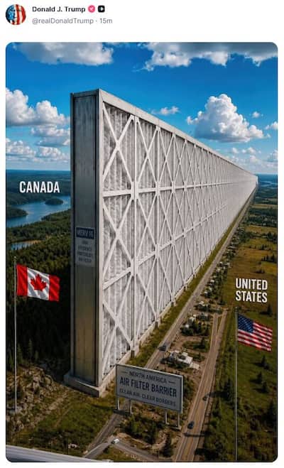 Donald Trump spoke of building a giant air filter at the border, July 25, 2026