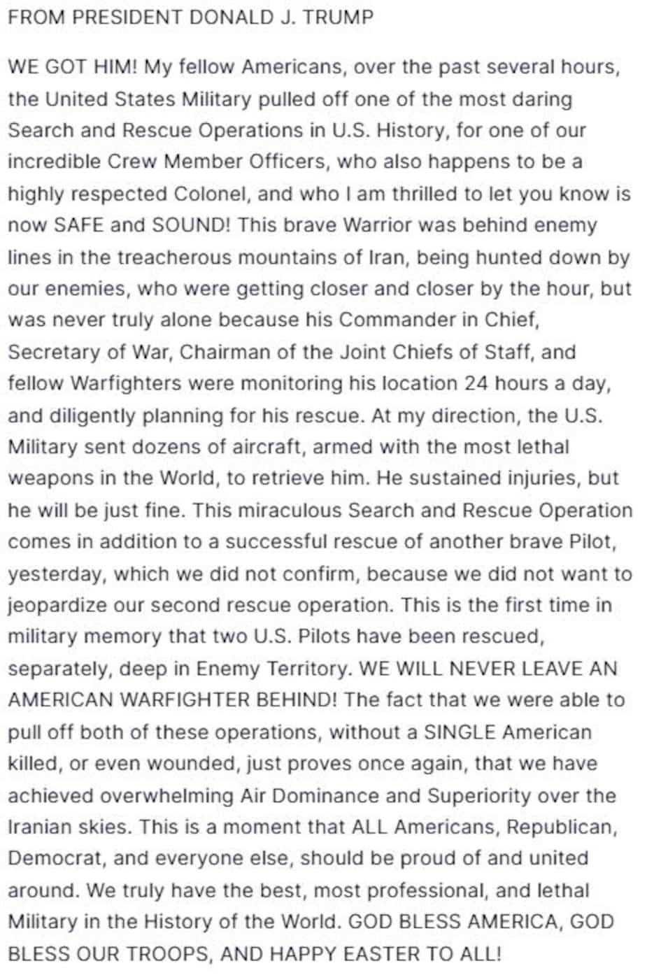 We got him: the pilot rescued from the downed F