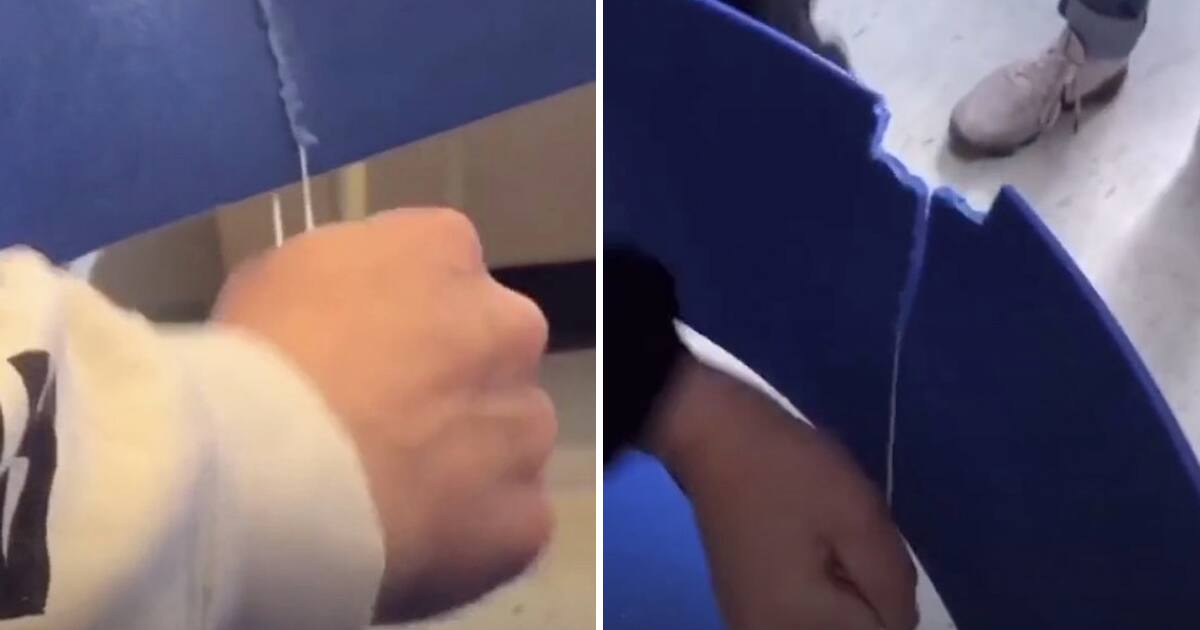 Des élèves scient des chaises d'école sur TikTok