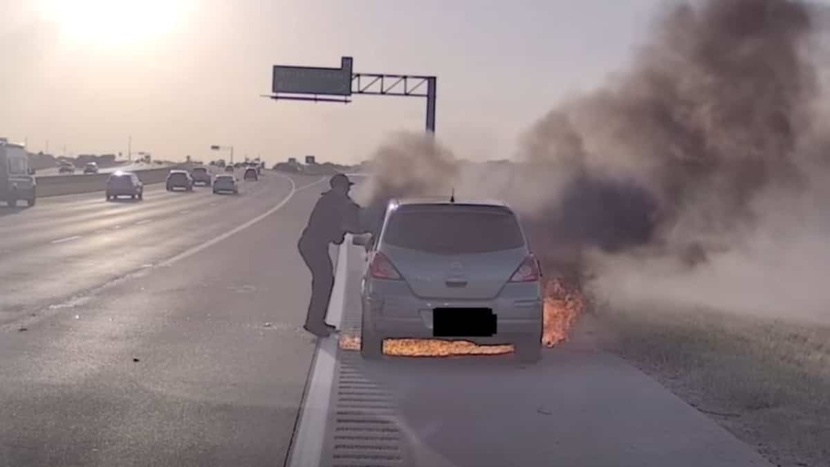 Texas Police Officer Rescues Driver from Burning Vehicle