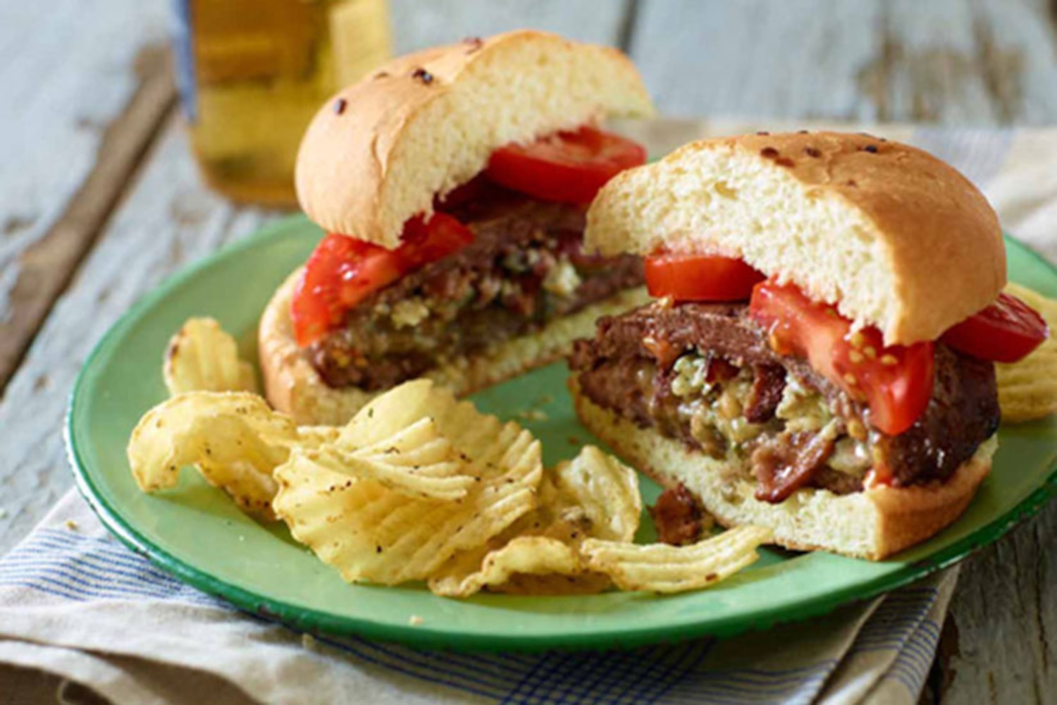 Recipe Big bacon and blue cheesestuffed hamburgers Style at Home