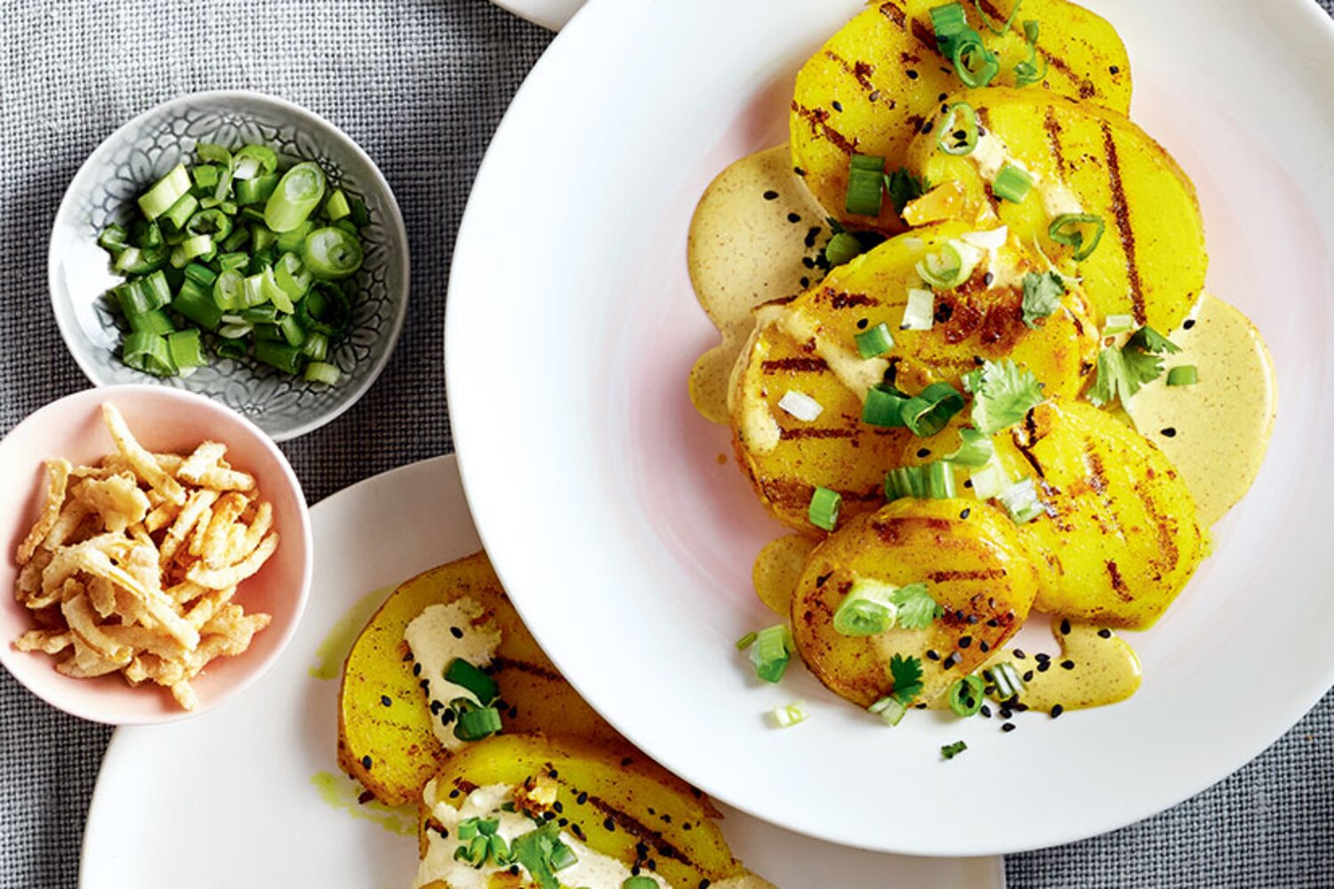 Grilled potato salad with curried yogurt dressing | Style at Home