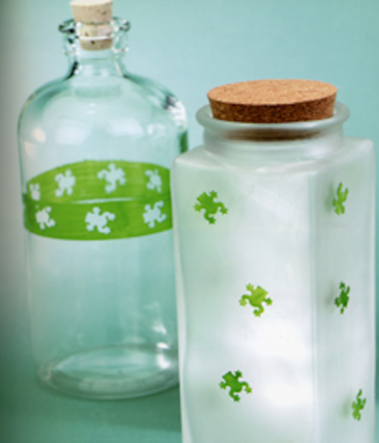 Stencilled glass bottles Style at Home